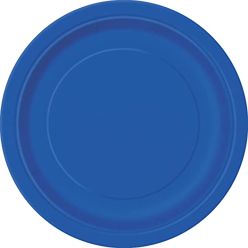 Unique- Platos de Papel Ecológicos-18 cm Azul Rey-Paquete de 8, Color royal blue (31464EU)