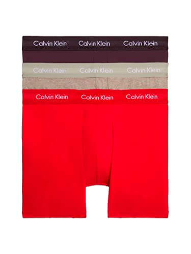 Calvin Klein Hombre Pack de 3 Bóxers Algodón con Stretch, Multicolor (Pwr Plum/Fuschia Bry/Element Hthr), M