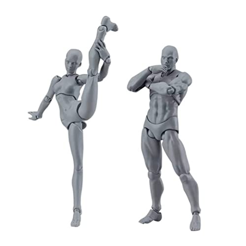 Modelos de figuras de dibujo, 2 piezas de 5.9 pulgadas de maniquí de maniquí figuras de dibujo, figura de acción Modelo de pintura corporal para artistas Hembra masculina