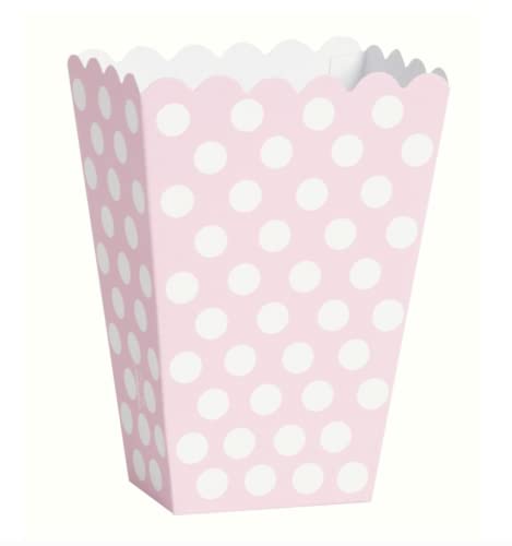 Unique-Paquete de 8 cajas para palomitas a lunares, color rosa claro, (59298)