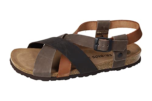 INTER-BIOS 9537 Chanclas de piel en color pardo, ours y moka, suaves y cómodas, ligeras y transpirables para usar en verano, hechas en España por Interbios HOMBRE SANDALIAS PARDO 40