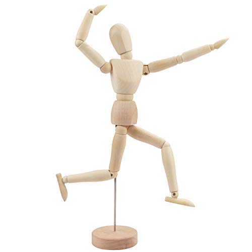 Kurtzy Maniquí de Madera 30,5 cm Cuerpo Humano Figura Articulada para Dibujo - Muñeco Madera Articulaciones Flexibles Artista - Muñeco Articulado Unisex Bocetos y Pinturas