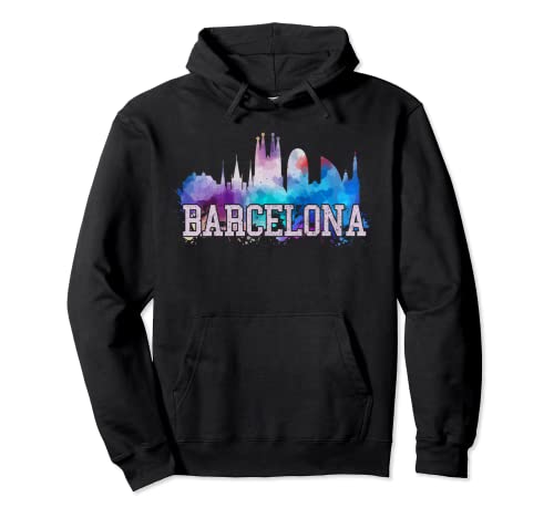 Camiseta Barcelona – Skyline acuarela arte recuerdo regalo Sudadera con Capucha