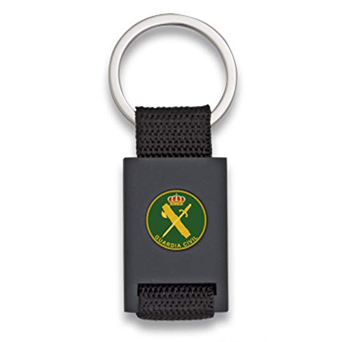 Tiendas LGP Albainox -Llavero Guardia Civil -Lona Negra y Acero Negro Mate-Medidas 8 x 3 cm.