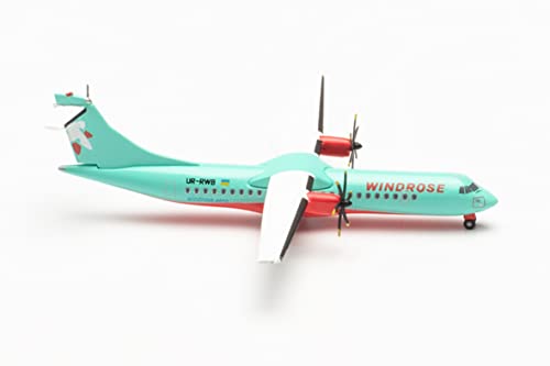 Herpa Modelo de avión Windrose Aviation ATR-72-600 UR-RWB Escala 1:500 - Modelo de avión para Diorama, modelismo, Pieza de coleccionista, decoración, avión sin Soporte de Metal