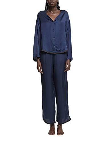 Esprit Pijama Cve en Bloque de Color Satinado Juego, Tinta, 44 para Mujer