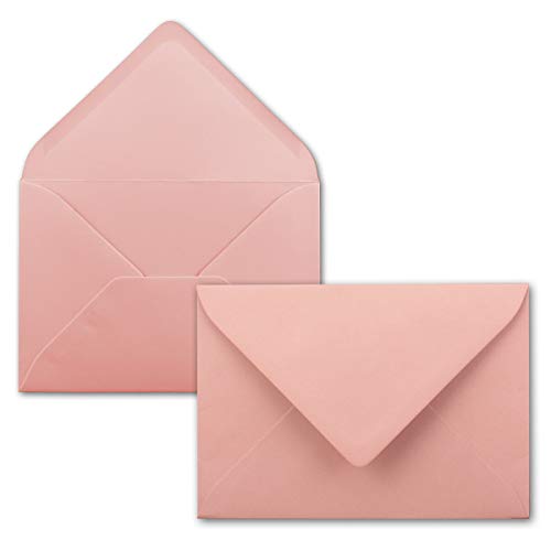50 sobres B6, 17,5 x 12,5 cm, color rosa viejo, adhesivo húmedo con solapa puntiaguda, 120 g/m², para bodas, tarjetas de felicitación, invitaciones