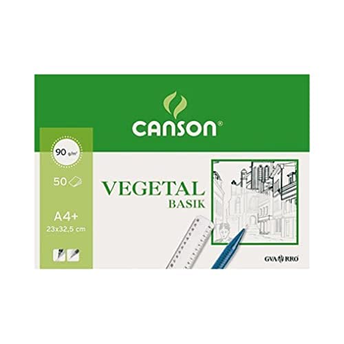 Canson Vegetal Basik, Bloc encolado A4+, 50 hojas, 95 g