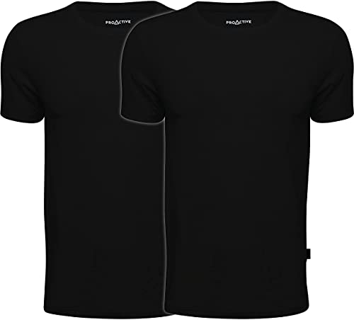 ProActive T-Shirt 2-Pack Bamboo Camiseta, Negro, M (Pack de 2) para Hombre