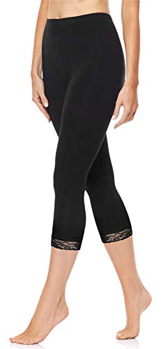 Merry Style Mallas 3/4 Leggins con Encaje Mujer MS10-224 (Negro, 3XL)