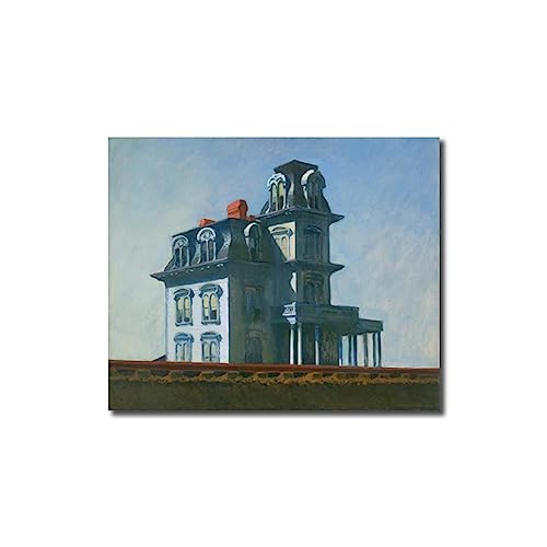 GJRYHXT Cuadros murales de Edward Hopper: House by the Railroad. Reproducción de obras de arte famosas en lienzo. Póster de decoración para salón 60x70cm solo lienzo