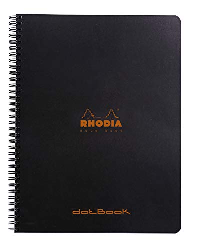 Clairefontaine, RHODIA, 193039C, Cuaderno encuadernación espiral, A4+, Interior: punteado, 160 Páginas, Papel Clairefontaine Blanco 80 gr/m², Negro