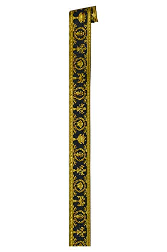 Papel pintado Versace Papel Pintado Barroco Papel pintado tejido no tejido 5.00 m x 0.09 m Oro Amarillo Negro Fabricado en Alemania 343051 34305-1