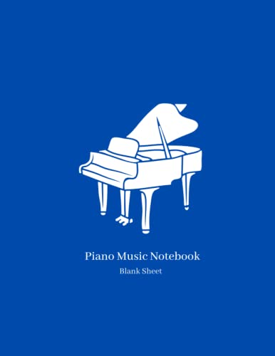 Blank Sheet Piano Music Notebook, 150 Pages, Grand Staff, 5 Staves Per Page, Widestaff Manuscript Paper, Royal Blue Color