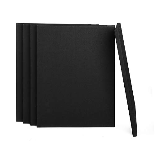 ewtshop® Lienzos negros con bastidor, 100 % algodón, 5 unidades, 30 x 40 cm, lienzo de arte blanco