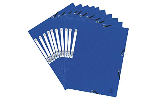 Exacompta 55302E - Carpeta con gomas 3 solapas cartulina lustrada, A4, color azul, Juego de 10