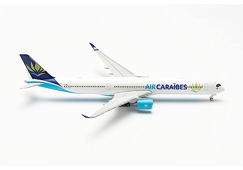 Herpa Miniatura del avión Air Caraïbes Airbus A350-1000, F-HMIL, Escala 1/500, Modelo prefabricado, maqueta de colleción, modelismo, Avion sin Soporte, Figura Metal