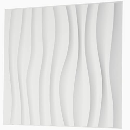 Paneles de pared decorativos con textura de azulejos de pared con diseño de ondas, color blanco, 20 hojas | 5 m² | 53.82 pies cuadrados | Paneles de pared con efecto 3D para decoración de pared Panel