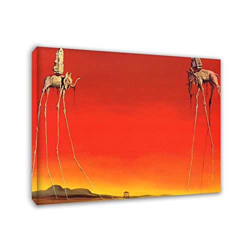 Apcgsm Salvador Dali poster. Reproducciones cuadros famosos en lienzo. Surrealismo Pósters e impresiones artísticas' Los elefantes'. Cuadros decorativo 60x79cm(23.6x31.1) Enmarcados