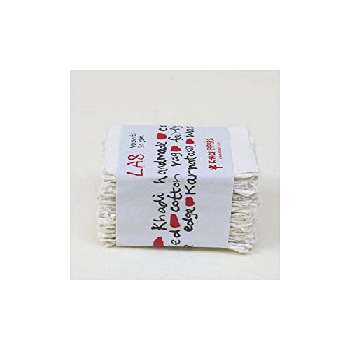 Khadi Papers - Papel hecho a mano tamaño de tarjeta de visita (5 cm x 8 cm), color blanco - 150 g/m² - 100 hojas