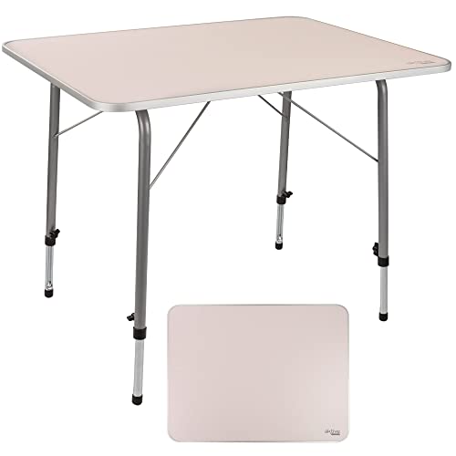 Aktive 52868 - Mesa plegable camping, altura regulable, 80x60x50-69 cm, estructura aluminio, Ø22 mm, color malva, ligera, auxiliar