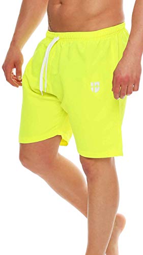 Gennadi Hoppe Bañador largo para hombre, amarillo fluorescente, L