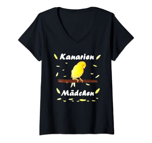 Mujer Canario niña canario amarillo con plumas Camiseta Cuello V