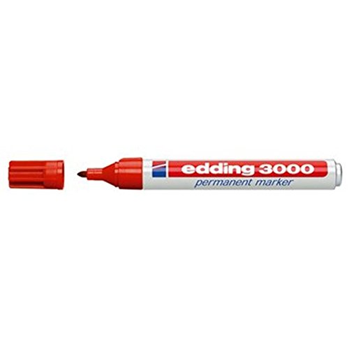 Marqueur permanent edding 3000, rechargeable, pointe ronde, tige Aluminium Rouge
