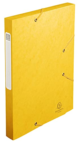 Exacompta - Carpetas de cartón (con elásticos, 3 solapas interiores, lomo de 3 cm, 5/10, 25 unidades), color amarillo