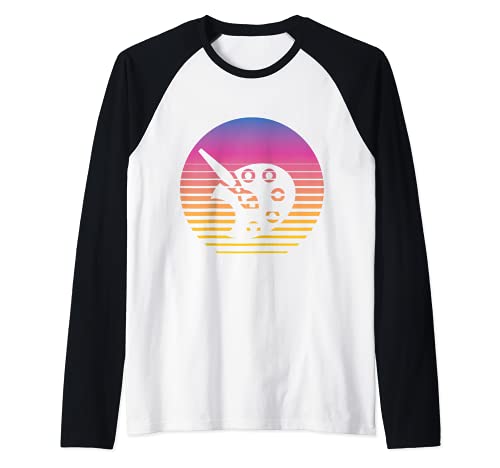 Vintage Colores Paleta Retro Pintor Pintura Dibujo Decorador Camiseta Manga Raglan