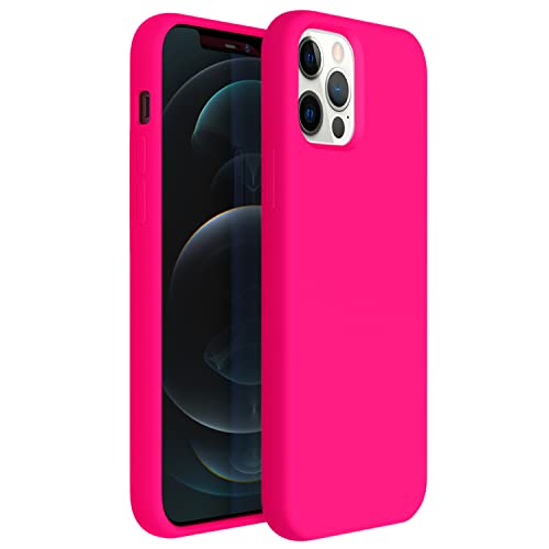 Zuslab Compatible con iPhone 12/ iPhone 12 Pro Funda Nano Silicona 2020,Cubierta Delgada Case suave - Rosa Fuerte