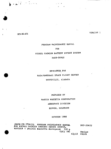 Program Maintenance Manual for Nickel Cadmium Battery Expert System. Version 1: October 1, 1986 (English Edition)