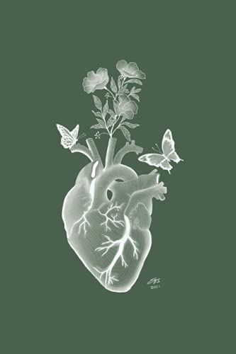 Libreta Corazón (verde) 50 hojas, 100 páginas.: Libreta pasta blanda para apuntes y dibujos, punteada a 1x1 cm, Serie Mariposa de Anatomía, Corazón (verde), 50 hojas, 100 páginas.