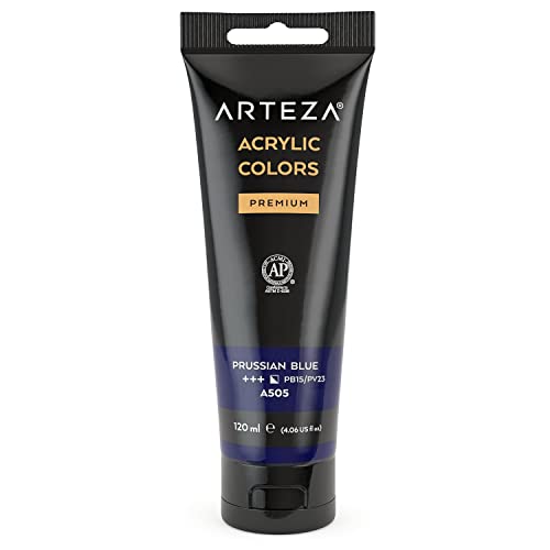 ARTEZA Pintura acrílica para manualidades y arte | Tubo de 120 ml | Acrílico de color Azul de Prusia