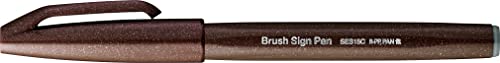 Pentel SES15C-E3X Brush Sign Pen - Rotulador de fibra (punta de pincel), color marrón oscuro