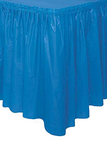 Unique- Falda de mesa de plástico, Color azul rey, 420 cm (50057)