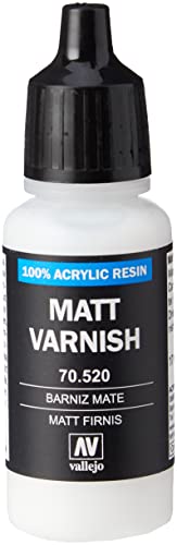 Vallejo Matt Varnish Barniz aAcrílico Mate a Base de Agua , Incolor, 17 ml