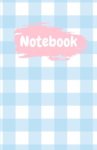 Pastel Blue Checkered Notebook: Aesthetic Notebook, Checkerboard Pattern front and back, Blank Lined Paperback Notebook Journal