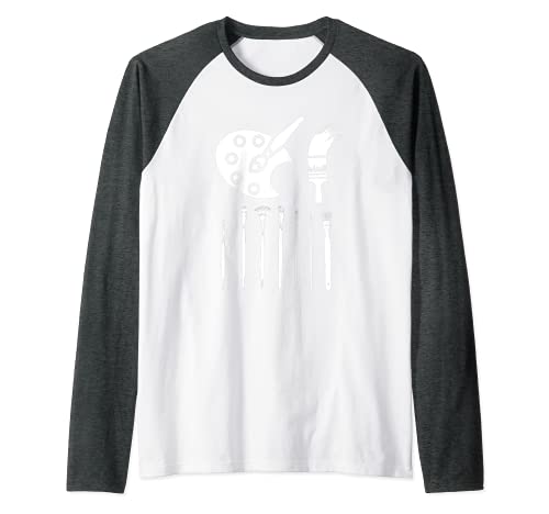 Pintor Paleta Artista Dibujo Decorador Pintura Estética Camiseta Manga Raglan