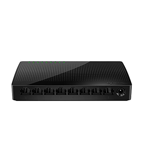 Tenda SG108 Switch Gigabit,RJ45 de 8 Puertos,LAN Ethernet 10/100/1000 Mbps, MDI / MDIX Automático, Plug and Play, sin Pérdida de Paquetes, desktop switch doméstico y Oficina,Pequeño,Carcasa Plástico