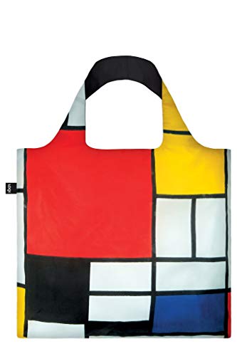 LOQI Museum Piet Mondrian Composition Red Yellow Blue and Black Bag Bolsa de Tela y Playa, 50 cm, 20 Liters, Multicolor (Multicolour), PM.co