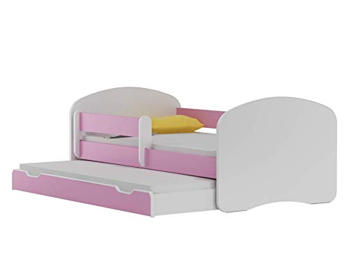 BDW - Cama infantil con 2 superficies de descanso y 2 colchones de 180 x 90 cm, para niñas y niños, cama juvenil, color rosa, 180 x 90 cm