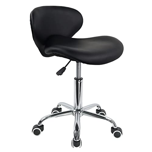 KKTONER Silla de Oficina ergonómica con Respaldo bajo Ajustable en Altura Silla de Ordenador Moderna semirredonda (Negra)