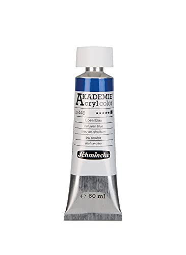 Schmincke - AKADEMIE® Acryl color, Azul Cerúleo en tubo de 60 ml, 23449011, pintura acrílica fina para artistas, brillante, muy resistente a la luz y sin cadmio, técnica mixta.