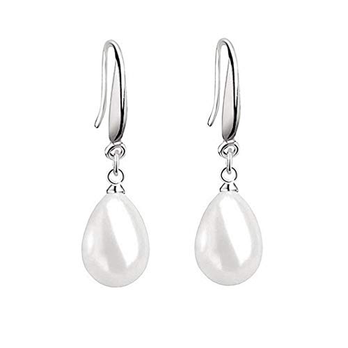 YAXUN Pendientes perla mujer, Pendientes largos con colgantes con forma de gota de agua y perla blanca, con caja de regalo de joyería exquisit