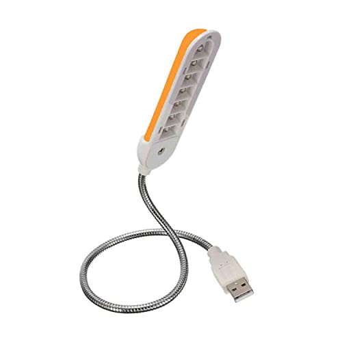 Clenersa - Lámpara LED USB con brazo flexible y 7 bombillas LED, No Necesita Pilas ni instalación, para Portátil o PC, color Naranja, 1207NA