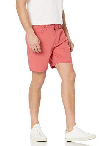Amazon Essentials Pantalón corto elástico con corte recto, 5 bolsillos y entrepierna de 17,8 cm Hombre, Rojo Efecto Lavado, 40W