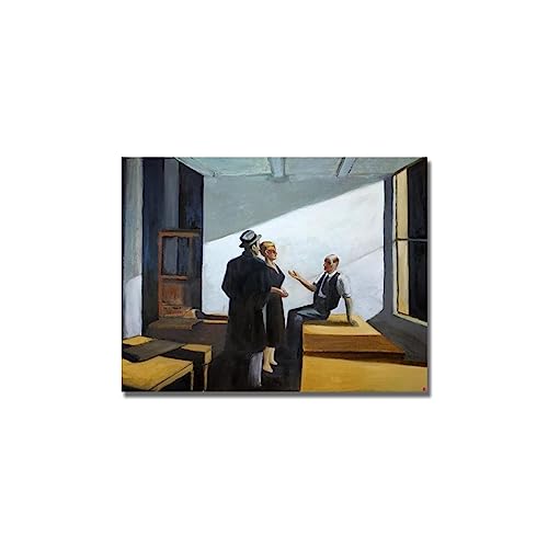GJRYHXT Cuadros murales de Edward Hopper: Conferencia de noche. Reproducción de obras de arte famosas en lienzo. Póster de decoración para salón 60x80cm solo lienzo