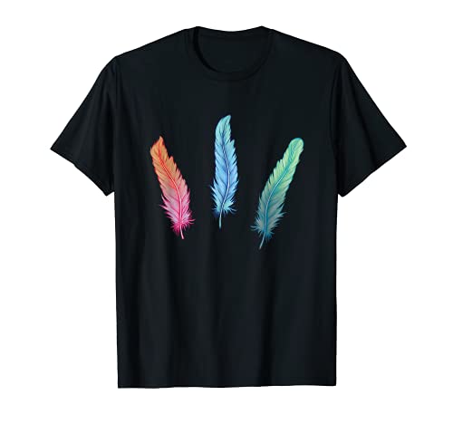 Plumas de acuarela Pájaros nativos de estilo boho de colores Camiseta