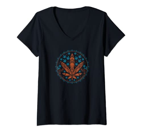 Mujer Mandala tsshirt, Planta Mandala, bonita camiseta de diseño hippie Camiseta Cuello V